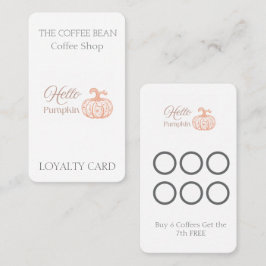 Tarjeta De Fidelización Hola Diseño de Cafetería de Otoño de Calabaza para