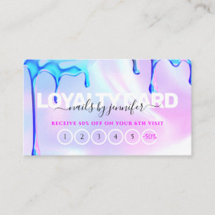 Tarjeta De Fidelización Holografía Polaca Perforaciones Nails Salón de Bel