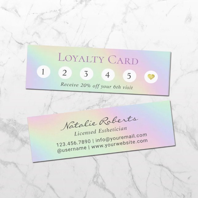 Tarjeta De Fidelización Holographic Pastel 6 Punch Customer Loyalty (Subido por el creador)
