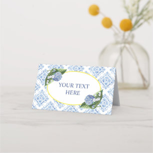 Tarjeta De Fidelización Hydrangeas Blue Tile Food Tile Place Card