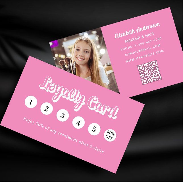 Tarjeta De Fidelización Imagen de código qr blanco rosado (Subido por el creador)