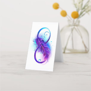 Tarjeta De Fidelización Infinito con pluma púrpura