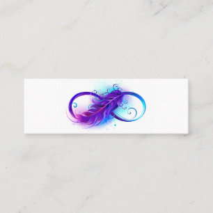 Tarjeta De Fidelización Infinito con plumas púrpura