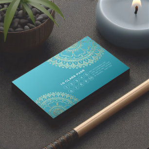Tarjeta De Fidelización Instructor de Meditación de Yoga Gold Mandala Clas