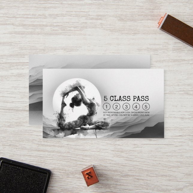 Tarjeta De Fidelización Instructor de Reiki Yoga Pose Black Class Pass (Anverso/Reverso In Situ)