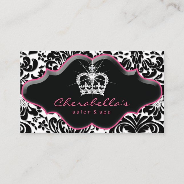 Tarjeta De Fidelización Joyería Princesa Crown Floral Damask Lealty Card. (Anverso)