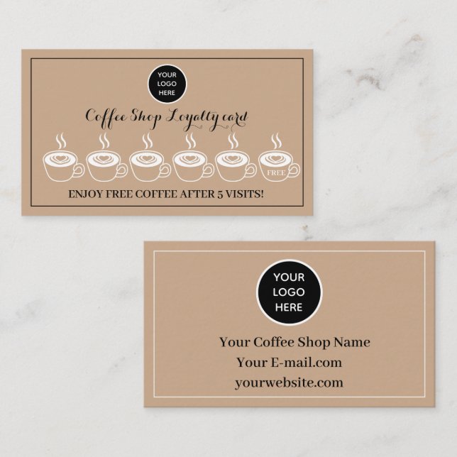Tarjeta De Fidelización Kraft Coffee Shop Logo Business Reward Punch (Anverso / Reverso)