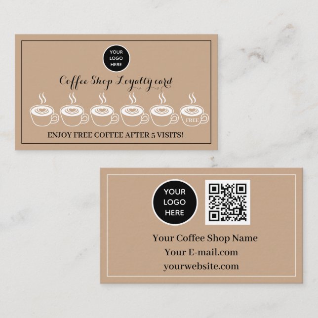 Tarjeta De Fidelización Kraft Coffee Shop Logo Business Reward Punch (Anverso / Reverso)