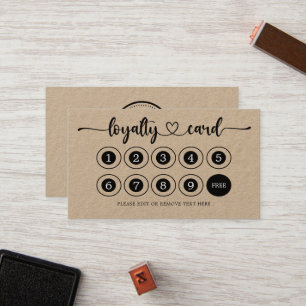 Tarjeta De Fidelización Kraft Paper Business Logo Store Salón de Café