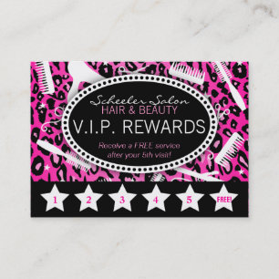 Tarjeta De Fidelización La lealtad rosada del salón del estampado leopard