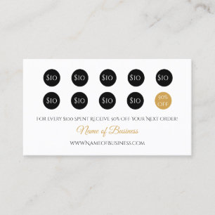 Tarjeta De Fidelización La Lealtad Simple Recompensa Elegante Negro y Oro