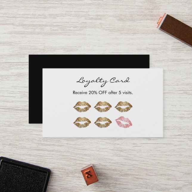 Tarjeta De Fidelización Labios elegantes del oro de la lealtad del artista (Anverso/Reverso In Situ)