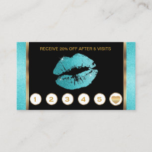 Tarjeta De Fidelización Labios verde azulados en negro y la lealtad de
