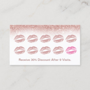 Tarjeta De Fidelización Láminas de labios de oro Rosa Salón de belleza art