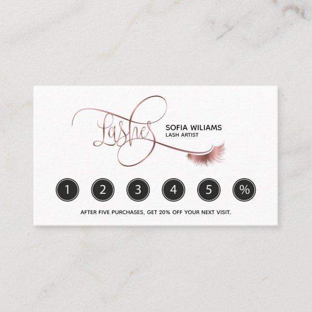Tarjeta De Fidelización Largos latidos y brotes maquillaje Artista Rosa Or (Anverso)