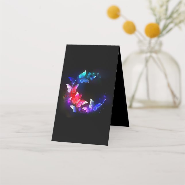 Tarjeta De Fidelización Las mariposas nocturnas brillantes de Neon en el f (Reverso)