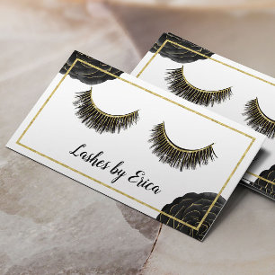 Tarjeta De Fidelización Lash Technician Makeup Artista Floral Negra