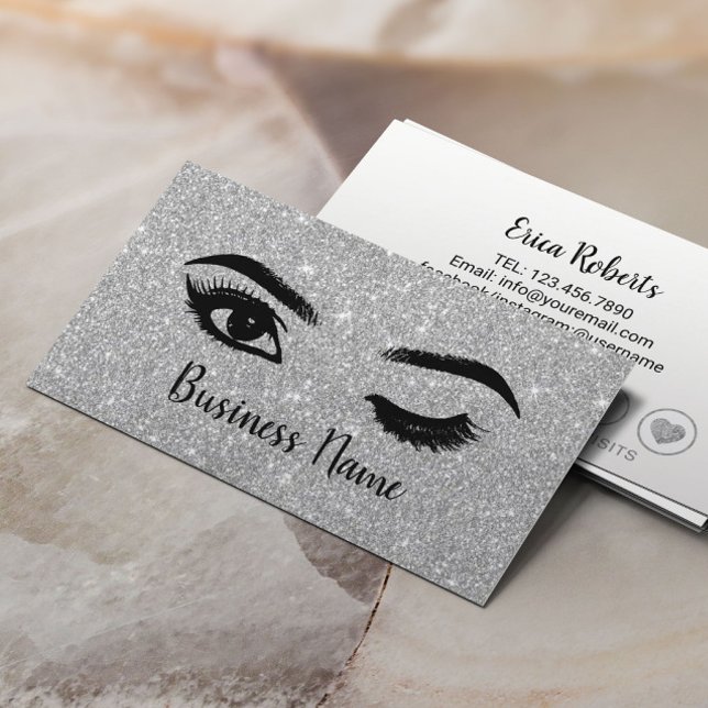 Tarjeta De Fidelización Lazas Brows maquillaje Artista Plata Purpurina Lea (Subido por el creador)