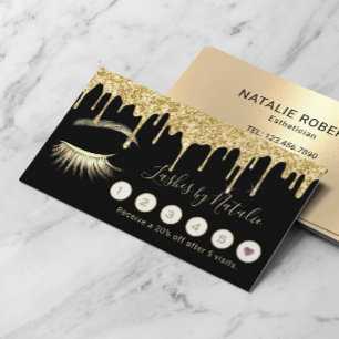 Tarjeta De Fidelización Lazas Salón maquillaje Artista Oro Perfora Lealtad