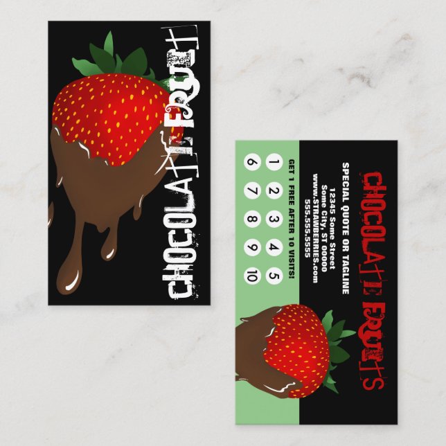 Tarjeta De Fidelización lealtad a la fruta cubierta de chocolate (Anverso / Reverso)