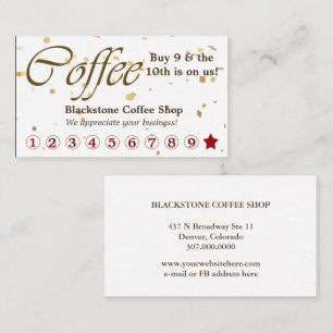 Tarjeta De Fidelización Lealtad al café de Confetti de oro