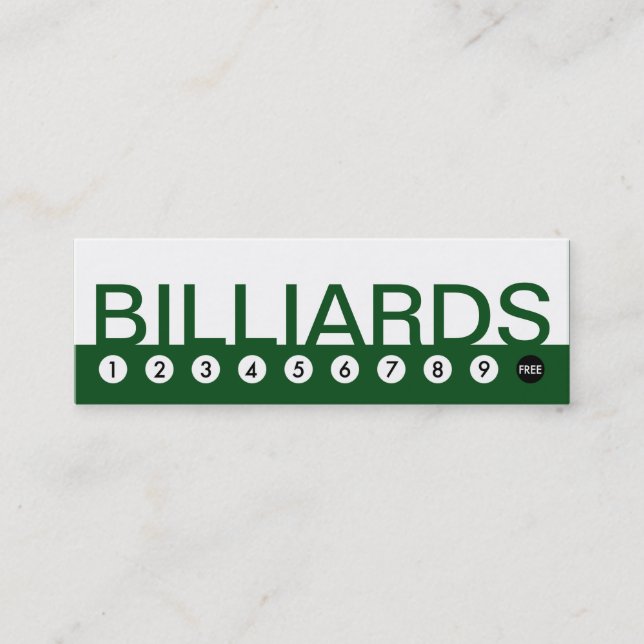 Tarjeta De Fidelización lealtad al cliente de bold BILLIARDS (Anverso)