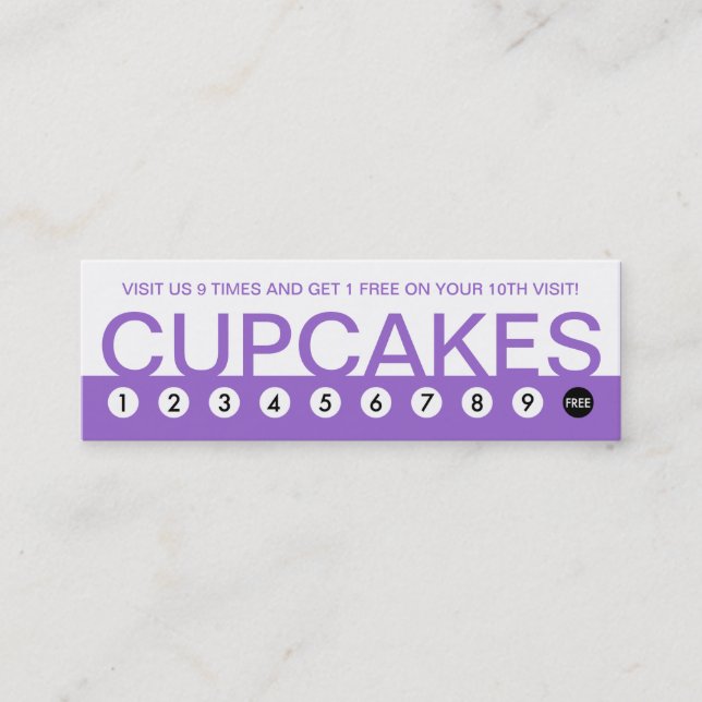 Tarjeta De Fidelización lealtad al cliente de bold CUPCAKES (Anverso)