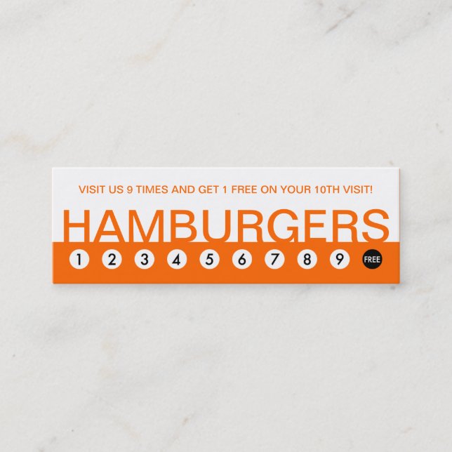 Tarjeta De Fidelización lealtad al cliente de bold HAMBURGERS (Anverso)
