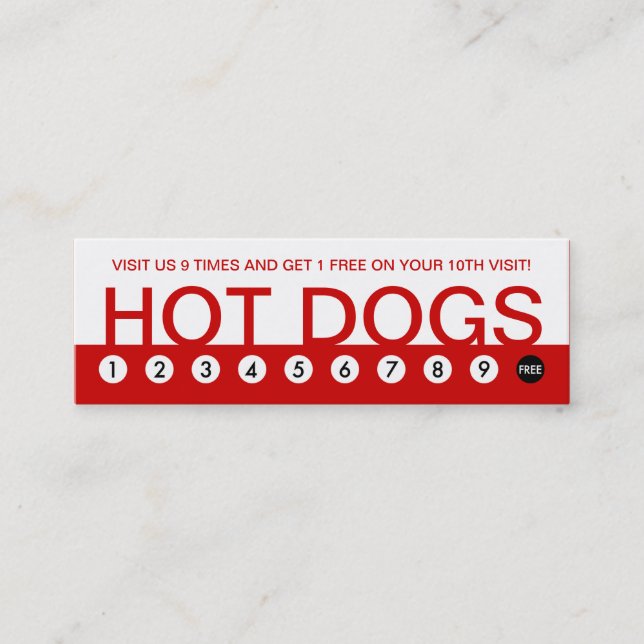Tarjeta De Fidelización lealtad al cliente de bold HOT DOGS (Anverso)