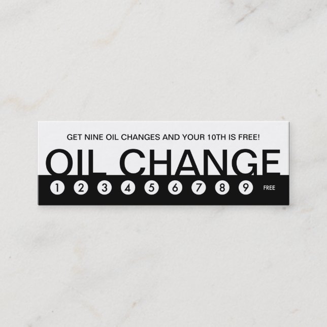 Tarjeta De Fidelización lealtad al cliente de bold OIL CHANGE (Anverso)