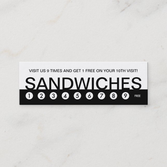 Tarjeta De Fidelización lealtad al cliente de bold SANDWICHES (Anverso)
