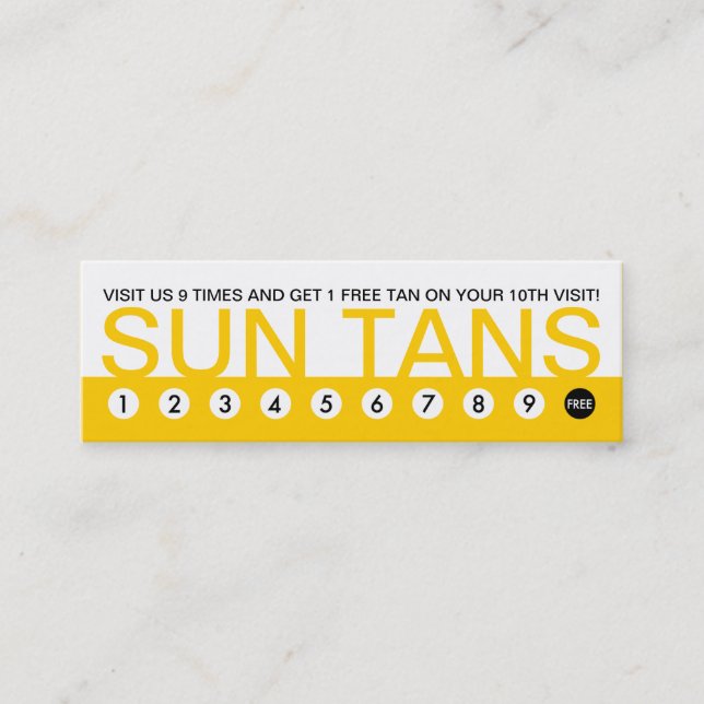 Tarjeta De Fidelización lealtad al cliente de bold SUN TANS (Anverso)
