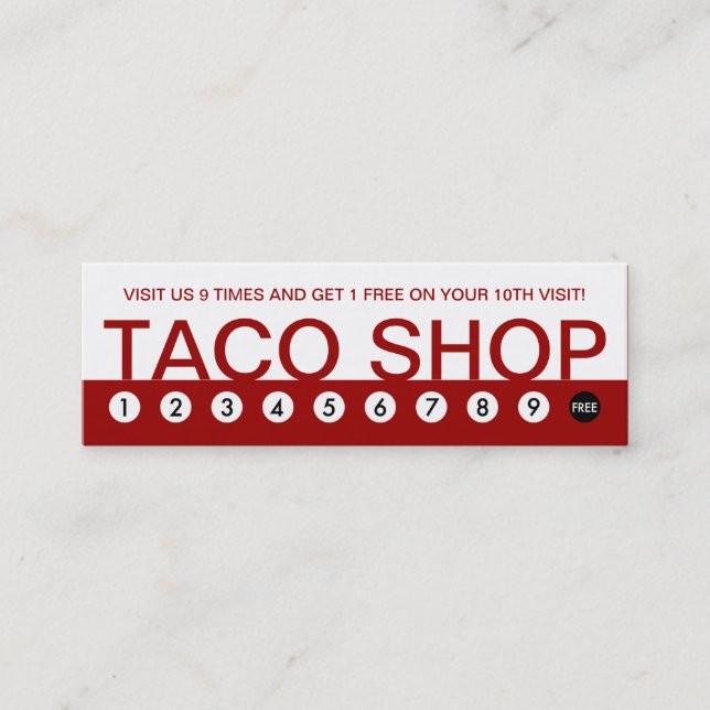 Tarjeta De Fidelización lealtad al cliente de bold TACO SHOP (Anverso)