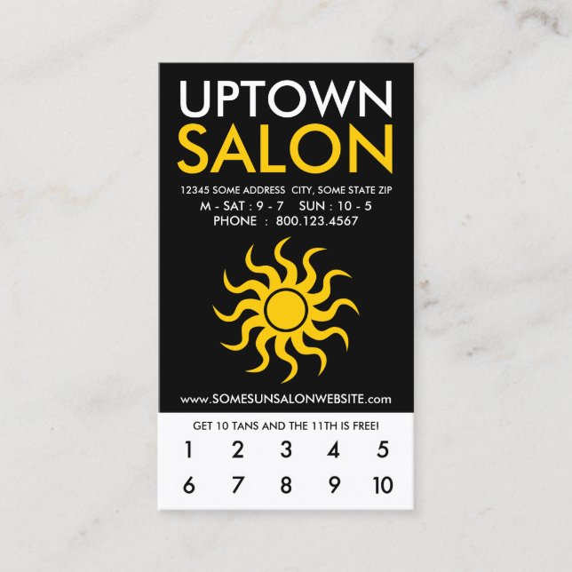 Tarjeta De Fidelización lealtad al salón de uptown (Anverso)