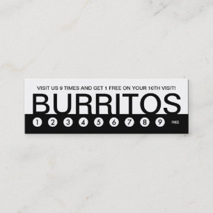 Tarjeta De Fidelización lealtad audaz al cliente de BURRITOS