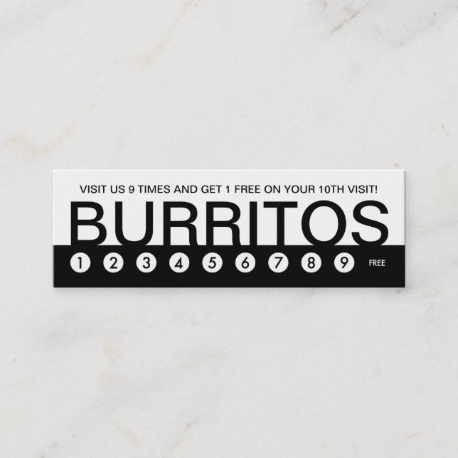 Tarjeta De Fidelización lealtad audaz al cliente de BURRITOS (Anverso)