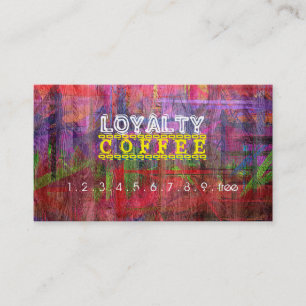 Tarjeta De Fidelización Lealtad Café Punch Retro Madera de color #11
