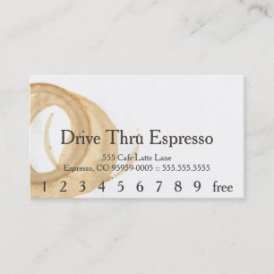 Tarjeta De Fidelización Lealtad Cheltenham Font Café Stain Punchcard