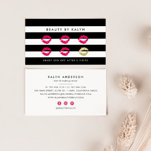 Tarjeta De Fidelización Lealtad de belleza de franja blanca y negra