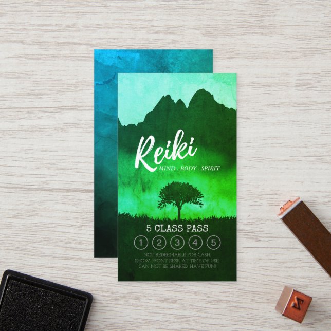 Tarjeta De Fidelización Lealtad de clase 5 de Reiki Master Yoga Mediación (Anverso/Reverso In Situ)