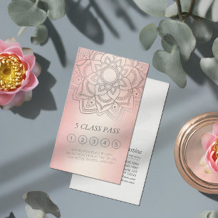 Tarjeta De Fidelización Lealtad de clases de yoga Studio Rosa Gold Mandala