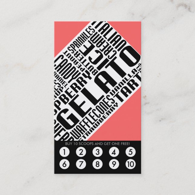 Tarjeta De Fidelización lealtad de gelato (wordWEBs) (Anverso)