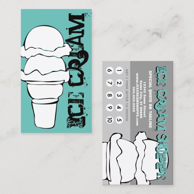 Tarjeta De Fidelización lealtad de helados rizos (Anverso / Reverso)
