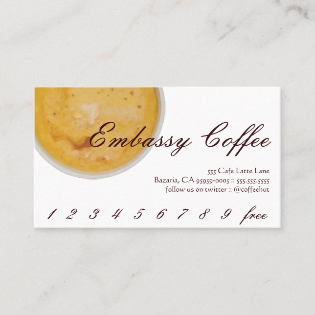 Tarjeta De Fidelización Lealtad de la bebida del café de la (Anverso)