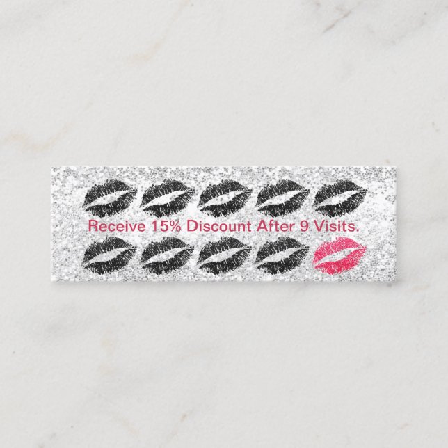 Tarjeta De Fidelización Lealtad de plata de los labios del negro del salón (Anverso)