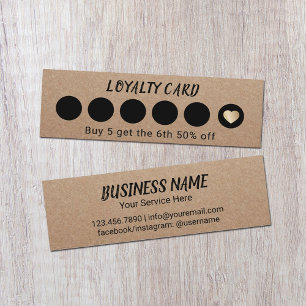 Tarjeta De Fidelización Lealtad de Rustic Kraft 6 Punch