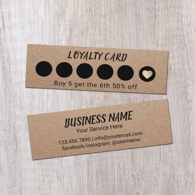 Tarjeta De Fidelización Lealtad de Rustic Kraft 6 Punch (Subido por el creador)