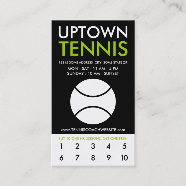 Tarjeta De Fidelización lealtad de tenis en el centro (Anverso)