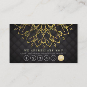 Tarjeta De Fidelización Lealtad de yoga 6 Punteado dorado Mandala cuero ne
