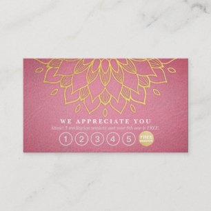 Tarjeta De Fidelización Lealtad de yoga 6 Punteado oro Mandala Cuero púrpu